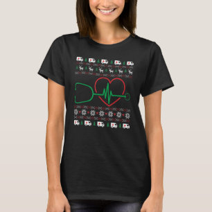 T-shirt Coeur Stethoscope Noël laid X Mas Pj Infirmière Rn