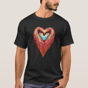 T-shirt Coeur stylisé en rose et bleu Saint Valentin H