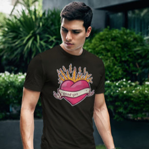 T-shirt Coeur sur tatouage au feu