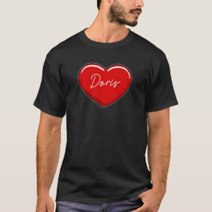 T-shirt Coeur tiré à la main Doris Prénom Coeurs I Love D