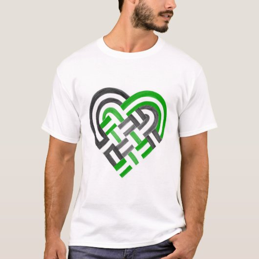 T-shirt Coeur tissé Neutrois Pride Drapeau vert noir blanc (Devant)