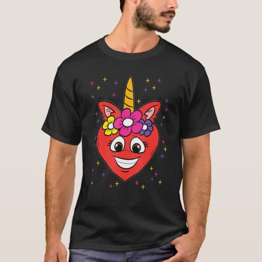 T-shirt Coeur Unicorne Visage Valentines Jour mignon arc-e (Devant)