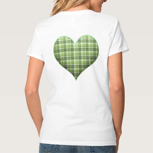 T-shirt Coeur vert rétro plaid St Patrick I love Irish (Dos)