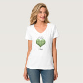 T-shirt Coeur vert rétro plaid St Patrick I love Irish (Devant entier)