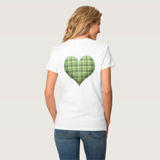 T-shirt Coeur vert rétro plaid St Patrick I love Irish (Dos entier)