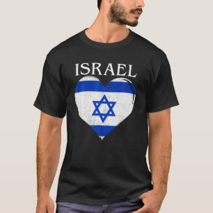 T-shirt Coeur vintage Du Drapeau Israélien Pour Chemise T 