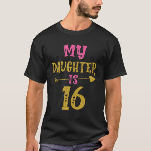 T-shirt Coeurs 16ème Anniversaire pour fille de maman papa
