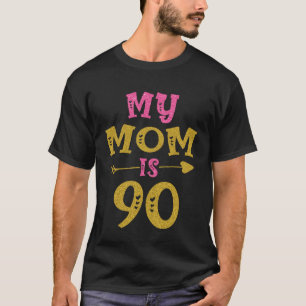 T-shirt Coeurs 90ème Anniversaire Pour Maman De Fils Fille