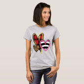 T-shirt Coeurs Abstraits Rouge Plaid Cheetah Black Stripe (Devant entier)