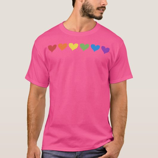 T-shirt Cœurs arc-en-ciel de fierté (Devant)