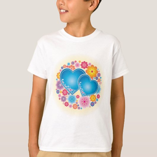 T-shirt Coeurs Bleus Floral (Devant)