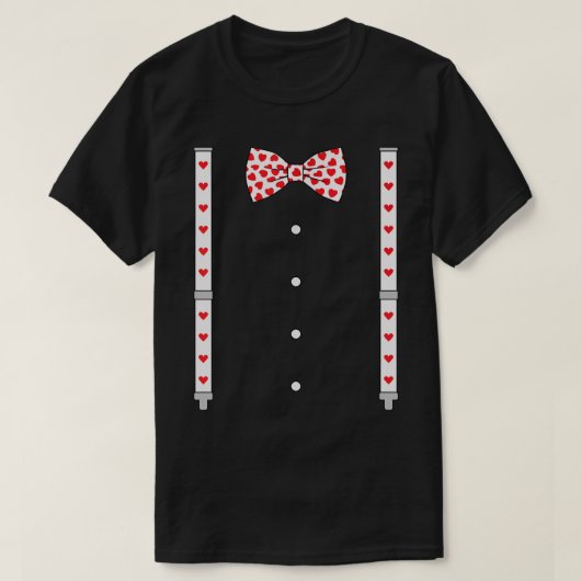 T-shirt Coeurs Bow Cravate & Suspendants Saint Valentin Co (Design devant)