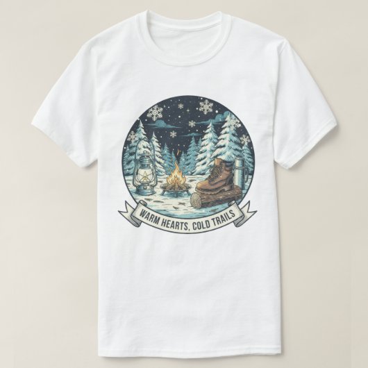 T-shirt Coeurs chauds Sentiers froids Artwork hivernal (Design devant)