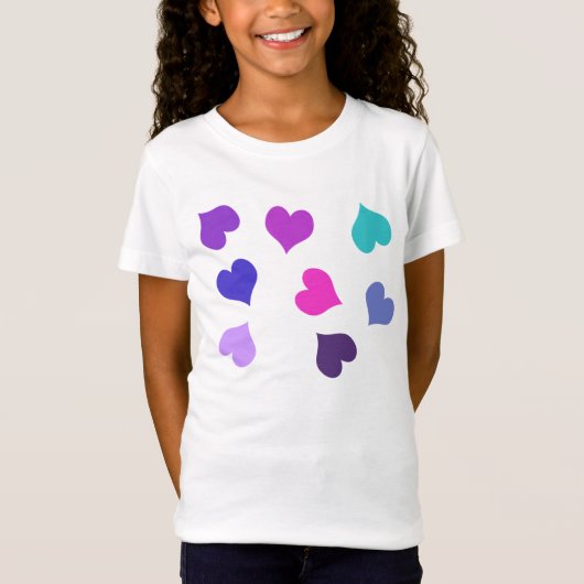 T-Shirt Cœurs colorés mignons (Devant)