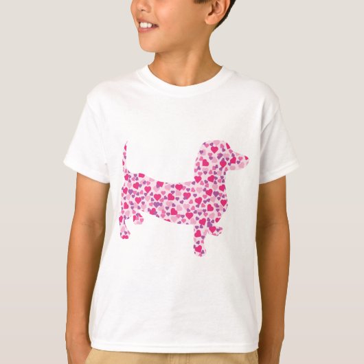 T-shirt Coeurs Dachshund (Devant)