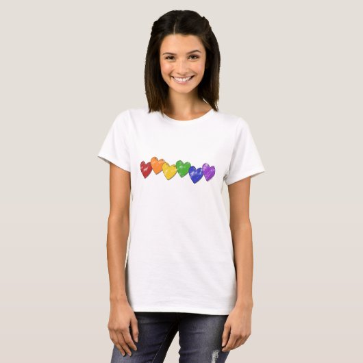 T-shirt Coeurs d'arc-en-ciel (Devant entier)