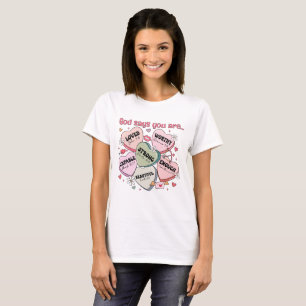 T-shirt Cœurs de bonbons de la Saint-Valentin Chrétiens