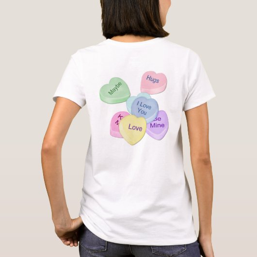T-shirt Coeurs de bonbons et texte (Dos)