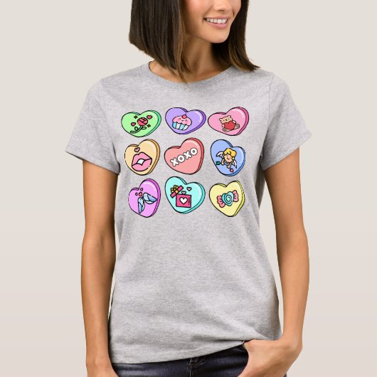T-shirt Coeurs de bonbons Valentine (Devant)