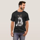 T-shirt Cœurs de chat noir blanc (Devant entier)