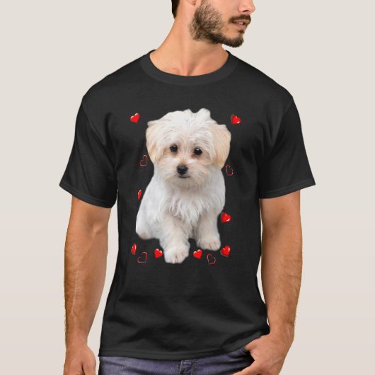 T-shirt Cœurs de chiot maltais (Devant)