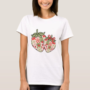 T-shirt Cœurs de fraise en patchwork Art mignon Coquette