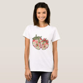 T-shirt Cœurs de fraise en patchwork Art mignon Coquette (Devant entier)