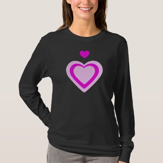 T-SHIRT COEURS DE FUCHSIA ROSE CLAIR (Devant)