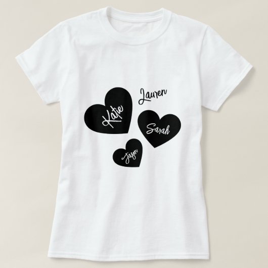T-shirt Coeurs de la mère personnalisée Noir & Blanc (Design devant)
