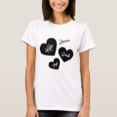 T-shirt Coeurs de la mère personnalisée Noir & Blanc (Devant)
