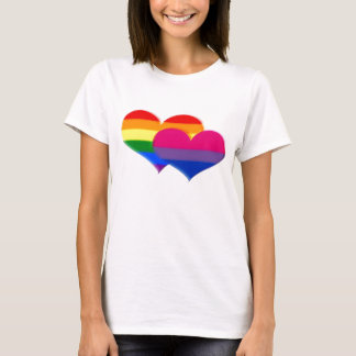 T-shirt Coeurs de pastel de fierté de Bi de LGBT