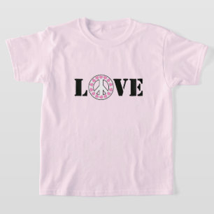 T-shirt Cœurs de signe d'amour et de paix rose