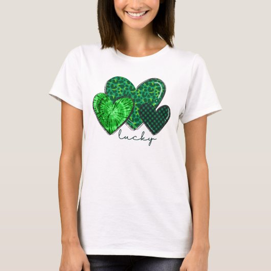 T-shirt Cœurs de Trèfle Irlandais Saint-Patrick Léopard (Devant)