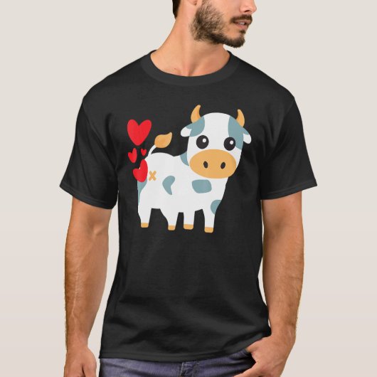 T-shirt Cœurs de vache Mignon Saint-Valentin (Devant)