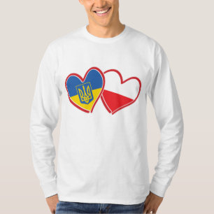 T-shirt Cœurs des drapeaux de l'Ukraine et de la Pologne