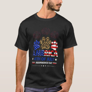 T-shirt Coeurs du drapeau américain léopard 4 juillet mign