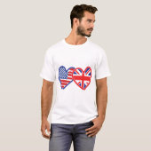 T-shirt Coeurs du drapeau américain/Union Jack (Devant entier)