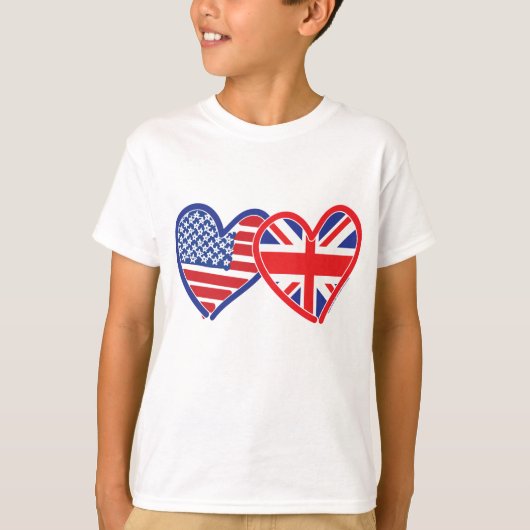 T-shirt Coeurs du drapeau américain/Union Jack (Devant)
