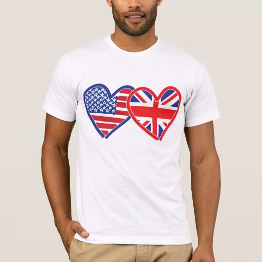 T-shirt Coeurs du drapeau américain/Union Jack (Devant)
