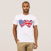 T-shirt Coeurs du drapeau américain/Union Jack (Devant entier)