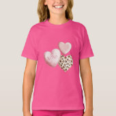 T-shirt Coeurs Empreintes de léopard XOXO Rose (Devant)