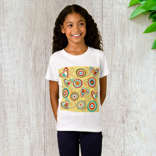 T-Shirt Coeurs et cercles Boho rétro les années 70 Motif S