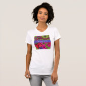 T-shirt Coeurs et fleurs rétro joyeux Multicolor (Devant entier)