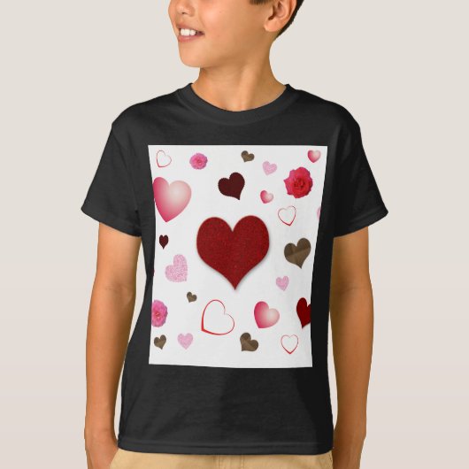 T-shirt Coeurs et Rose (Devant)
