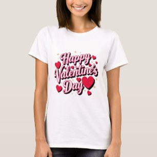 T-shirt Coeurs Heureuses Saintes-Valentin modernes rétro