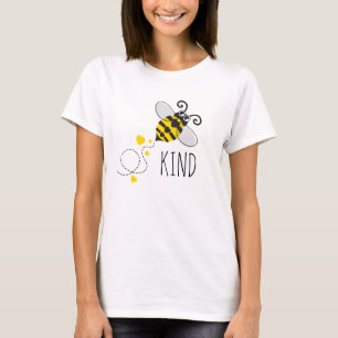 T-shirt Coeurs mignons abeilles couleur jaune noir ou text