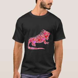 T-shirt Cœurs Mignons Iguane Amoureux des Animaux Drôles S
