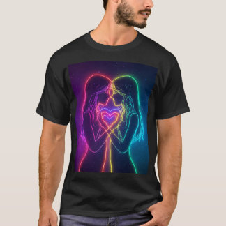 T-shirt Cœurs néon lesbiens