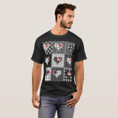 T-shirt Coeurs Noir Blanc Patchwork Sans Couleur. (Devant entier)