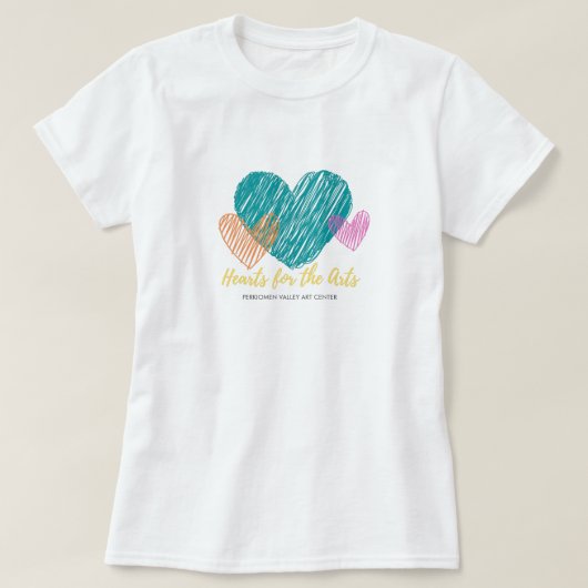 T-shirt Coeurs pour les Arts, Coeur Turquoise, Editable (Design devant)